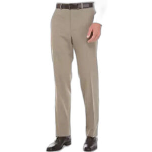 Lauren Ralph Lauren Tan Poly-Rayon Stretch Flat Front Chino Pants Size 34 X 30